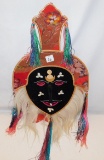 ORIENTAL LOOKING MASK WITH TASSELS & SEA SHELLS WITH FUR.