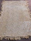 AFGHAN HAND CROCHETED WITH THREAD BEAUTIFUL FLOWER DESIGN, MEASURES 107