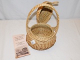 COIL BASKET FROM SOUTH CAROLINA HAND CRAFTED WITH LID AND HANDLE, 12