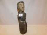 WOODEN CARVED MONK, MEASURES 16