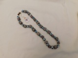 NECKLACE ITALIAN GLASS BEADS BLUE & WHITE CIRCLES WITH VERIGATED STRIPES 12