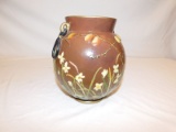 GEORGE JONES MAJOLICA VASE CIRCA 1880 BROWN WITH FLOWER DESIGN. 7