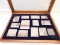 PRESENTATION CASE WITH 13 CURRENCY EXAMPLES OF THE 13 COLONIES, NUMBERED &