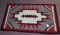 RUG:  INDIAN RUG; RED, BLACK, WHITE & GRAY, MEASURES 36