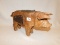 CARVING:  CARVED WOODEN PIG WITH METAL PLATES ATTACHED AS SHOWN IN PHOTOS,