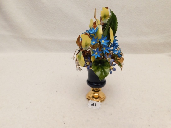 VASE, FABERGE, "THE IMPERIAL FRENCH BOUQUET."  GILDER PORCELAIN W/ENAMELED