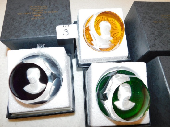 CAMEOS IN CRYSTAL BY FRANKLIN MINT, HONORING THE GREAT LEADERS OF HISTORY,
