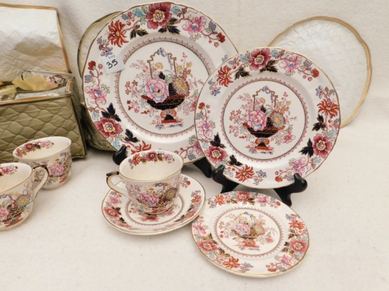 DINNERWARE:  MASON'S IRONSTONE DINNERWARE "BROCADE" PATTERN , SERVICE FOR 1