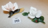 SCULPTURE:  BOEHM PAIR OF SOCIETY ROSES, #20461A, & 1991, MEASURES 1.5