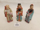 FIGURINES:  THREE ORIENTAL FIGURINES.  HAND PAINTED.  MEASURES 4