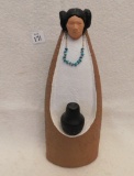 STATUE:  NATIVE AMERICAN WOMAN WITH POT BY JOBETH MAIZE ZUMI, SIGNED ON THE