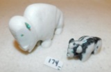 FIGURINES:  2 STONE CARVED BUFFALOS; ONE WITH A BROKEN HORN (AS SHOWN IN PH