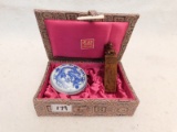 STAMP/INK SET. ORIENTAL, IN THE ORIGINAL BOX.  STAMPER IS MADE OF STONE.  S