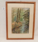 PAINTING:  WATERCOLOR SCENE OF TREES,  SIGNED BY 'SNIKKERS 1952' AS SHOWN I