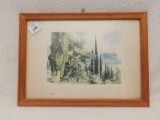 PAINTING:  WATERCOLOR SCENE OF MOUNTAIN & WATER, SIGNED BY ARTIST AS SHOWN