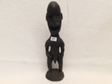 CARVING, OLD WOODEN CARVED MAN, 1 EAR IS CHIPPED & FEET WERE PREVIOUSLY GLU