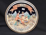 PLATE:  GERMAN DECORATIVE PLATE, #2533, SCENE OF LADY AND 2 MEN ON THE FRON