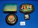 4 RUSSIAN TRINKET BOXES