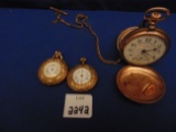 THREE WATCHES PAIR LADIES POCKET WATCHES