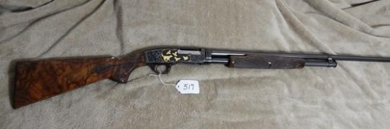 WINCHESTER MODEL 42, ENGRAVED, GOLD INLAID, EXHIBITION GRADE TURKISH WALNUT WOOD, "A" CARVED