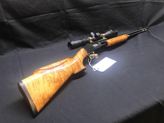 WINCHESTER MOD 61, 22 MAG GROOVED RECEIVER WITH CUSTOM WOOD, W/SCOPE. MADE IN 1959 SN#296480