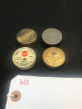 4 SMALL MUSKET CAP TINS