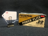 FEDERAL POWER FLIGHT, 22 CAL, LONG RIFLE, 9 BOXES IN BRICK BOX