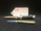 BRASS BULLET KNIFE AND SMALL STILETO STYLE KNIFE