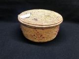 PAPAGO INDIAND BASKET WITH LID, 12