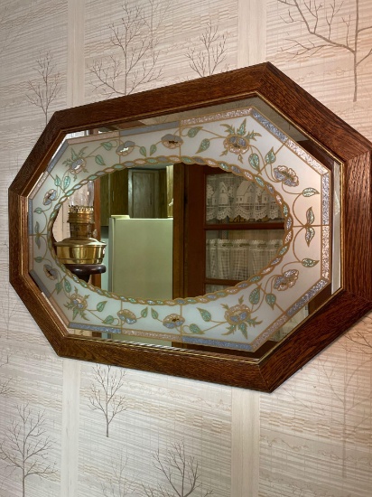 Wood framed wall mirror. 31.5? wide.