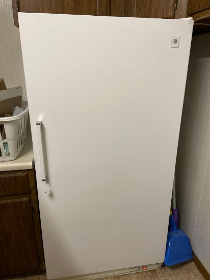 White GE Upright Freezer. 17 cu ft.