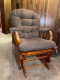 Wooden upholstered glider rocker chair