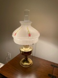 Two lamps with glass shade, unmarked. One had Aladdin inside shade.