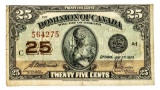 Dominion of Canada 1923 Twenty Five Cents M/S