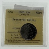 2008 Canada 25 Cents MS60 ICCS Skiing