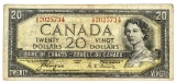 1954 Canada $20 Banknote - Devil's Face - Coyne-Towers