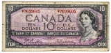 1954 Canada $10 Banknote - Modified Portrait - Beattie-Rasminsky