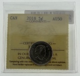 2018 Canada 25 cents AU50 ICCS