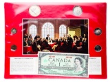The Fathers of Confederation Display Art Car w/ 1867-1967 Silver Coins & Note 1.1oz.ASW