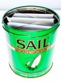 Vintage Sail Tobacco Tin w/ Approx 21 Rolls of One Cant Coins