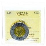 Canada 2019 $2 D-Day Coin M#63 ICCS