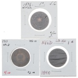 Group of 3 NFLD Large Cents - 1896,1913, 1880