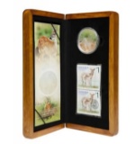 2005 RCM Deer & Fawn $5 Fine Silver Coin & Stamp Set (cased)