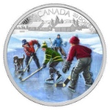 Fine Pure Silver $20 Coin Pond Hockey