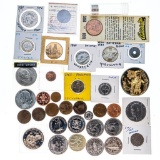 Bag/Lot of 46 Foreign & Canada Coins, Tokens, Medals Etc. Unsearched