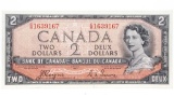 Bank of Canada 1954 $2 Deivil's face AU55