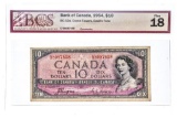 1954 Canada $10 Banknote - Devil's Face - BCS Graded F-18