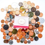 Unsearched Estate Bag Foreign Coins & Paper Weight