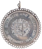 20 November 1947-1972. Elizabeth And Philip 925 Silver Medallion