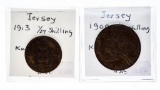 Jersey 1913 1/24 Shilling ,1909 Half Shilling, KM10 & 11